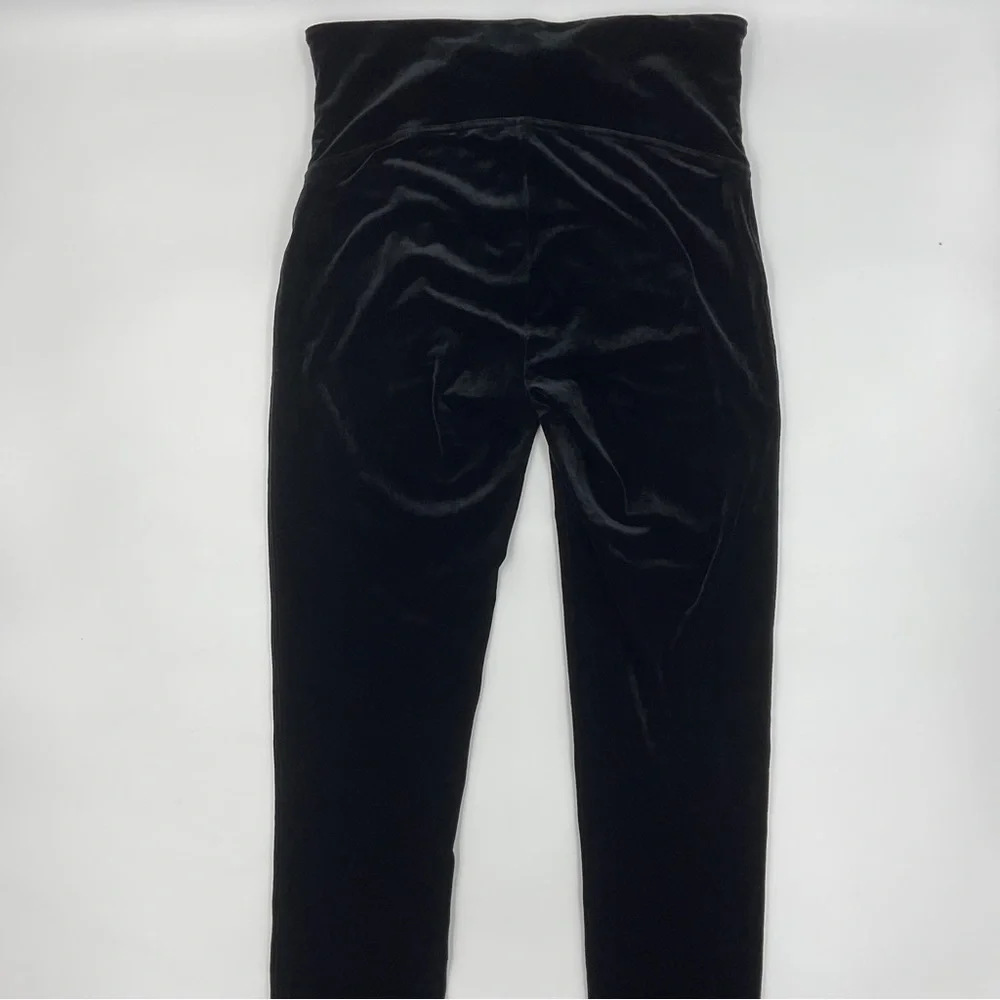 Spanx EUC Shiny Velvet High Waisted Leggings Black L Bodycon Holiday Shapewear - Picture 4 of 16